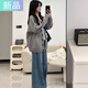 彌柯菲毛衣外套女秋冬新款韓系寬松復古學(xué)院慵懶風(fēng)中長(cháng)款針織開(kāi)衫上衣 灰色 M  建議95-105斤