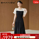 Ehangy輕奢品牌連衣裙女2025夏季新款高級感時(shí)尚氣質(zhì)顯瘦收腰漂亮裙子 黑色 L
