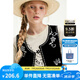 ELLE KIDS童裝 仿手繡亞麻萊賽爾馬甲女童夏季新款撞色復(fù)古風(fēng)上衣 黑色 160 (S)