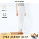 娜爾思（NAERSI）白色簡(jiǎn)約防透釘扣直筒九分鉛筆褲女夏新款小腳褲 白色 L