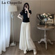 拉夏貝爾（La Chapelle）新中式短袖兩件套裝女裝2025夏季新款小個(gè)子上衣雪紡休閑闊腿褲 套裝 M