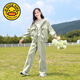 G.DUCKKIDS大童女春季衛(wèi)衣套裝少女學(xué)院風(fēng)運(yùn)動(dòng)褲子青少年初中生中學(xué)生兩件套 灰綠套裝 170