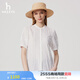 哈吉斯（HAZZYS）女裝 2025夏季新款女士立領鏤空花邊短袖襯衫女ATCSK1CBK51 白色WT M (160/84A 38)