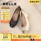 百麗（Belle）舒適優(yōu)雅單鞋女2025春新真皮蝴蝶結(jié)方跟鞋D3S1DAQ5 黑色 39 (245mm)