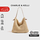 CHARLIE&KELLI CK品牌包包女包民族風(fēng)大容量草編包海邊度假女士2025新款單肩包 米黃色【七夕情人節(jié)禮物】