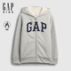 蓋璞Gap男童春款logo仿羊羔絨拉鏈連帽衛衣兒童裝美版789866 灰色 150 /76(12-13歲)