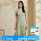 喬萬尼真絲連衣裙夏季新款女V領(lǐng)寬松清新印花小雛菊中長(zhǎng)裙 純真雛菊 XL