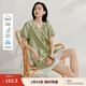 茵曼（INMAN）【商場(chǎng)同款】涼感萊賽爾刺繡襯衣2025夏季女裝新款短袖上衣 灰綠色 M