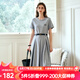 Olrain【七夕】歐芮兒針織連衣裙女夏季2025新款通勤學(xué)院風(fēng)休閑收腰長(zhǎng)裙 花灰色 L