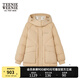 Teenie Weenie小熊女裝簡(jiǎn)約風(fēng)連帽羽絨服女冬季拼接時(shí)尚大口袋外套 卡其色 M (165)