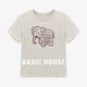 百家好（Basic House）Basic House/百家好字母小象刺繡圓領(lǐng)T恤夏季設計感正肩短袖上衣 米色 M