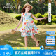 英氏（YEEHOO）女童連衣裙兒童裙子中大童裝背心裙純棉田園碎花公主夏 彩色  130
