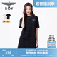 BOY LONDON春夏女款T恤裙?jié)M印潮牌直筒連衣裙W17906 黑色 M