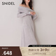 SNIDEL秋冬氣質(zhì)修身長(cháng)裙翻領(lǐng)露肩針織連衣裙SWCO245060 粉色 S （0）