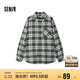 森馬（Semir）長袖襯衫男純棉法蘭絨格子外套秋季情侶裝寬松上衣101524105207
