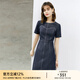 顏域（YANYEE）2024新款氣質(zhì)大牌牛仔連衣裙女夏裝設計感顯瘦職業(yè)休閑中裙子 藍色 M/38