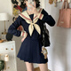 貞喜氣原創(chuàng  )jk制服套裝水手服日系學(xué)院風(fēng)百褶短裙套裝學(xué)生班服炮姐穿搭 米紺三本【領(lǐng)結+長(cháng)袖+短裙】 L