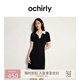 歐時(shí)力OCHIRLY polo領(lǐng)短袖針織連衣裙A字撞色透氣2025夏季新品 黑色 L