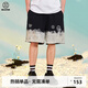 BEASTER休閑短褲男潮寬松雙色扎染印花夏季薄款潮流運(yùn)動(dòng)ins 黑白 L