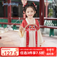 JELLYBABY漢服女童2025秋冬寶寶秋款裙子女孩連衣裙春秋兒童唐裝中國風(fēng)秋季 紅色 100