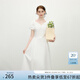 范思藍(lán)恩少女感泡泡袖通勤純色連衣裙2025夏新款V領(lǐng)顯瘦裙子2151 白色 M