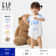 GAP嬰兒2025夏季新款小熊印花系帶短袖連體衣舒適兒童裝774574