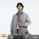 KAMA卡瑪字母刺繡工裝外套2025新款衣服秋季情侶重工洗水時尚翻領(lǐng) 灰色 M