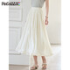 品彩（PinCai）半身裙女溫柔風(fēng)純白流光網(wǎng)紗半身裙中長(cháng)款大裙擺百褶裙P52B073