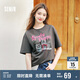森馬（Semir）短袖t恤女中長(zhǎng)款萌寵花上衣25夏透氣吸濕寬松套頭衫109325100005