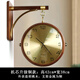 隆長安新中式雙面掛鐘中古新款時鐘轉(zhuǎn)角拐角家用客廳掛墻鐘表復(fù)古石英鐘 360°雙面胡桃木加純銅金屬機芯