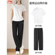 李寧運動(dòng)套裝女秋季新款冰絲速干休閑兩件套透氣上衣跑步運動(dòng)敞口褲子 黑白速干【短袖+直筒褲】 L