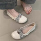 天丂法式軟底圓頭芭蕾單鞋女2025春秋新款平底瑪麗珍鞋百搭晚晚豆豆鞋 芭蕾瑪麗珍鞋【白色 37碼】
