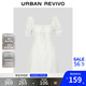 UR【鐘楚曦同款】2025夏季新款女波嬉風蕾絲花邊連衣裙UYL750048 本白 M