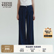 Teenie Weenie小熊女裝牛仔褲2025年夏季休閑通勤寬松舒適闊腿長褲 深藍(lán)色 S