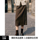 ELLE咖色美拉德肌理感針織半身裙女2024冬季新款設(shè)計(jì)感高腰裙子 咖色 M