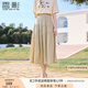 香影a字半身裙女卡其色2025夏裝新款氣質(zhì)中長裙子淑女超仙高腰裙 淺卡其 M 160/84A/95-110斤