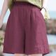 紀柏短褲夏季女2025新款棉麻亞麻女士短褲夏季外穿薄款高腰運動(dòng)五分褲 豆沙色【高品質(zhì)棉麻】 XL 建議【121-130斤】