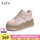 他她（TATA）粉色厚底板鞋女鞋休閑加絨高幫鞋松糕鞋春季新款GJZ01DM4 粉色（絨里） 37