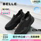 百麗網(wǎng)面透氣健步鞋男2025夏季新一腳蹬運動鞋A2014BM5 黑色 40 (250mm)