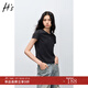 H's純色正肩T恤夏季新品女裝基礎(chǔ)百搭極簡雙色休閑修身短袖上衣 深灰 M