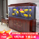 森森新品森森美式帝雅超白玻璃底過濾龍魚缸大型客廳魚缸免換水 剛果木 靠墻款 長150*寬48*缸高83/柜高80cm