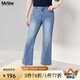 MsShe【微喇牛仔褲】大碼女裝2025新款夏季胖mm顯瘦開叉七分褲子 九分褲-牛仔灰藍色現(xiàn)貨 2XL