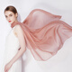 達芬奇密碼 純色真絲絲巾女薄長(cháng)款桑蠶絲巾大規格百搭送媽媽長(cháng)輩生日禮物 淺駝