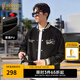 卡賓（CABBEEN）【霧面PU】男裝繡印棒球服2024春季新款寬松夾克潮流休閑外套 煤黑色01 L /175/50