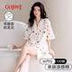 古今（GUJIN）夏季上新【臘腸狗】純棉睡衣女家居服可外穿睡褲短袖帶胸墊套裝L