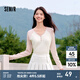 森馬（Semir）【云柔親膚】長袖t恤女短款V領(lǐng)修身上衣24年新款插肩袖休閑薄外套 粉色調(diào)01315 XS