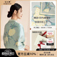 寶石蝶真絲絲巾桑蠶絲雙面圍巾旗袍披肩媽媽生日禮物女禮盒/清風(fēng)雅韻1