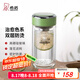 希諾（HEENOOR）雙層玻璃杯女士濾網(wǎng)帶蓋珠光花茶杯耐熱防燙便攜泡茶水杯子禮盒裝 嫩綠 240ml