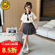 G.DUCKKIDS小黃鴨童裝女童套裝夏季薄款兒童套裝女孩中大童學(xué)院風(fēng)百褶裙衣服 學(xué)院風(fēng)套裝 150 (建議140cm 12-13歲左右)cm