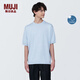 無印良品（MUJI） 男式 防紫外線麻混圓領(lǐng)短袖毛衣男款針織衫 硬核防曬AA0QGA4S 淺藍(lán)色 XL 180/104A